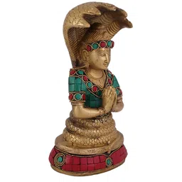 Arihant Craft Gold-Toned & Red Brass Patanjali Statue Small Idol Showpiece image 3