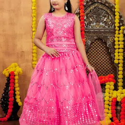 BAESD Girls Embellished Sequinned Ready to Wear Lehenga & Blouse With Dupatta image 5