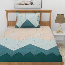 MORADO Geometric 210 TC Single Bedsheet with 1 Pillow Cover image 2