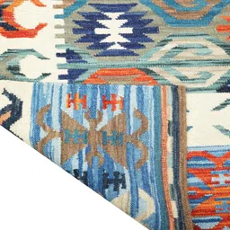 imperial knots Multicolor Wool Persian 96 x 65 Inches Hand Woven Dhurrie image 5