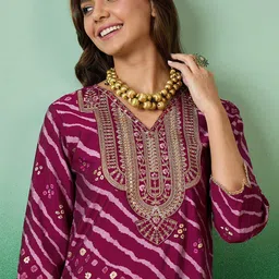 Sangria Embroidered Sequence Straight Kurti With Dhoti image 2