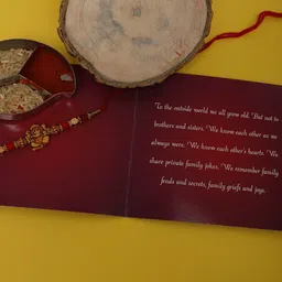 Anouk Ganesh Charm Rakhi & Greeting Card & Roli Rice Gift Set image 3