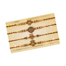 eCraftIndia Set of 4 Shrinathji & Ganesha, Kalash Rakhi With Ferrero Rocher image 2