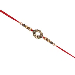 Aapno Rajasthan Beaded Thread Rakhi with Roli Chawal & Greetings Card image 4