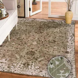 kaleen india Olive Green Floral Polyester 9' X 12' Machine Made Carpet-picture-11