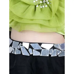 THE LITTLE CELEBS Girls Embellished Beads and Stones Ready to Wear Lehenga & image 3