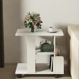a globia creations Opal Multi Purpose End Table In Frosty White Finish image 1