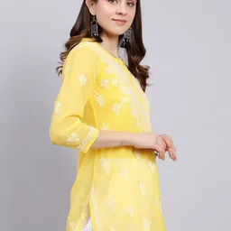 Seva Chikan Ethnic Motifs Embroidered Lucknowi Chikankari Kurti With Inner image 2