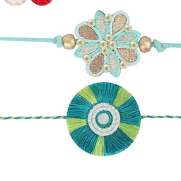 MASQ Set Of 2 Teal Embellished Rakhi image 3