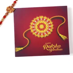 Anouk Ganesh Charm Rakhi & Greeting Card & Roli Rice Gift Set image 2