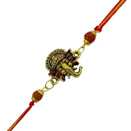 Digital Dress Room Lord Ganesha & Rudraksha Thread Rakhi image 5