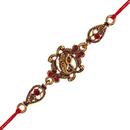 eCraftIndia Stone Studded Lord Ganesha Rakhi With Roli Chawal image 3