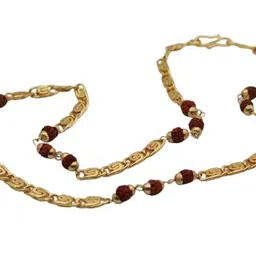 Dharmsaar Natural Rudraksha Beads Gold Plated Chain For Neck,Rudraksha Chain For Women Original,Designer Gold Chain,Reduce Negative Impact,Golden Rudraksha Chain For Men image 1