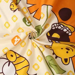 Home Sizzler Yellow & Orange Cartoon Characters 144 TC Queen Bedsheet with 2 Pillow Covers image 2