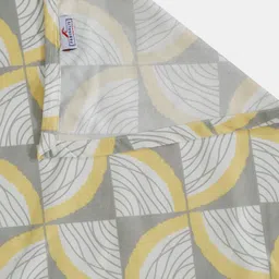 FABINALIV Yellow & Grey Geometric 300 TC Single Bedsheet with 1 Pillow Cover image 2