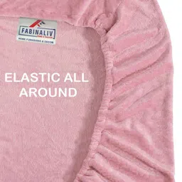 FABINALIV Pink Woollen Fitted Single Bedsheet with 1 Pillow Cover image 2