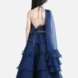 THE LITTLE CELEBS Girls Embellished Beads and Stones Ready to Wear Lehenga & Blouse With Dupatta image 3