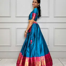 Fabcartz Woven Design Zari Art Silk Semi-Stitched Lehenga & Unstitched Blouse With Dupatta image 3