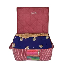 Kuber Industries Maroon Polka Dot Printed Foldable Saree Cover Organiser image 3