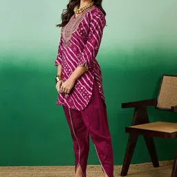 Sangria Embroidered Sequence Straight Kurti With Dhoti image 5