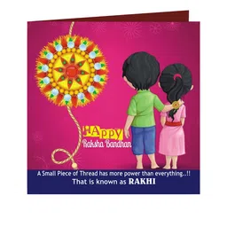 Yellow Chimes Set Of 3 Rakhi With Roli Rice & Greeting Card image 5