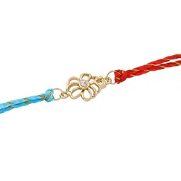 Estele Gold-Plated Crystal Stone Studded Flower Charm Rakhi image 5