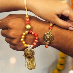 TIED RIBBONS Unisex Set Of 2 Bhaiya Bhabhi Lumba Rakhi image 5