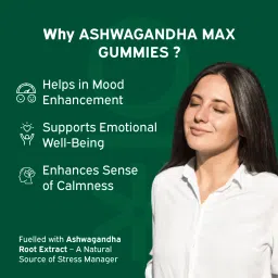 Nutriburst Ashwagandha Max 500mg Gummies for Stress and Anxiety Relief Vigour, Energy, Power & Stamina Relax Refresh Mind & Body Guava Flavor Gummies, No added sugar - 60 Gummies image 5