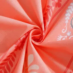 KLOTTHE Pink Printed Pure Cotton 400 TC Fitted Single King Bedsheet With Pillow Cover image 5
