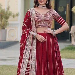 Fashionuma Embellished Sequinned Ready to Wear Lehenga & Unstitched Blouse With Dupatta image 5