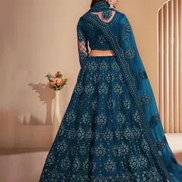 APNISHA Embroidered Beads and Stones Semi-Stitched Lehenga & Unstitched Blouse With Dupatta image 2