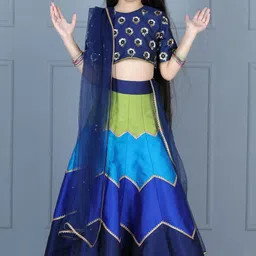 THE LITTLE CELEBS Girls Embellished Sequinned Ready to Wear Lehenga & Blouse With Dupatta image 4
