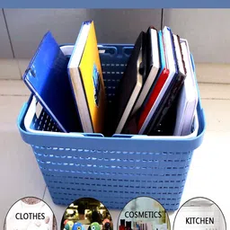 Kuber Industries 2 Pcs Blue & White Self-Design Stationery Tote Basket image 3