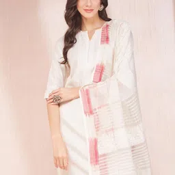 Fabindia Embroidered Cotton Silk Dupatta with Chikankari image 5