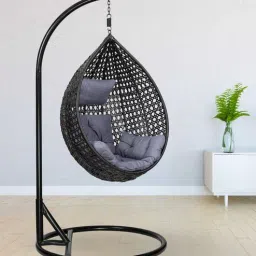 swingzy 6 Star Wicker Swing in Black & Grey Colour-picture-37
