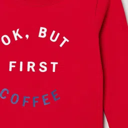 max Girls White & Red Printed Night suit image 2