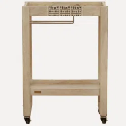 woodsworth from pepperfry Serengeti Mango Wood Bar Trolley In White Wash Finish image 5