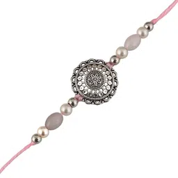 LUCKY JEWELLERY Set Of 2 Oxidized Beaded Thread Rakhis image 4