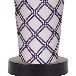 Devansh White Cotton Cylinder Table Lamps With Brown Round Wood Base image 5