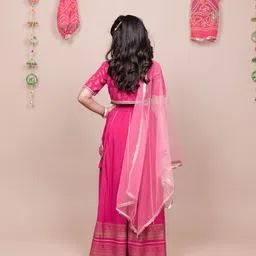 HERE&NOW Girls Printed Ready to Wear Lehenga & Blouse With Dupatta image 3