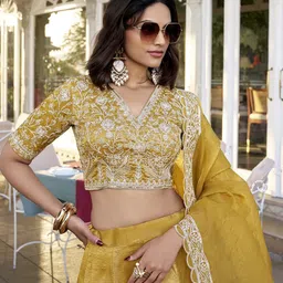 LOOKNBOOK ART Embroidered Ready to Wear Lehenga & Unstitched Blouse With Dupatta image 5