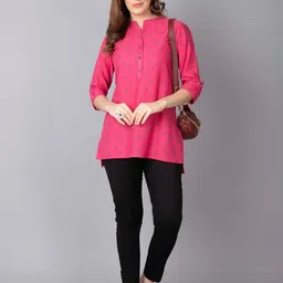 Pistaa Pink Geometric Printed Kurti image 2