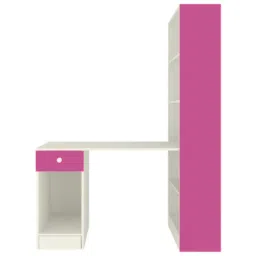 adona Austin Study Desk with Drawer and Built In Bookshelf in Barbie Pink Colour image 4