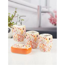 Kookee Ceramic Toothbrush Holder, Soap Dish & Tumbler with Soap Dispenser -Multi-Color (Set of 4)-picture-2