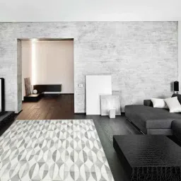 dazzhome Grey Hair On Leather Geometrical Hand Woven 4X6ft Carpet-picture-33