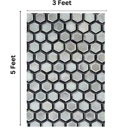 dazzhome Grey & Black Hair On Leather Geometrical Hand Woven 3ftX5ft Carpet image 3