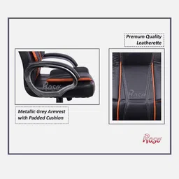 rose furniture SpaceX Leatherette Executive Chair in Black & Orange Colour image 4