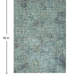 kaleen india Green Geometric Polyester 3' X 5' Machine Made Carpet image 3