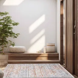 sapana carpet-mats Grey & Brown Abstract Polyester 4 x 6 Feet Machine Made Carpet image 1