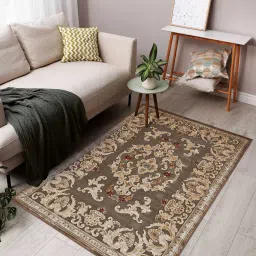 obsessions Brown and Beige Persian 5x7 Feet Machine Made Carpet image 1